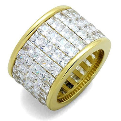 WildKlass Stainless Steel Ring IP Gold Women AAA Grade CZ Clear-WildKlass Jewelry