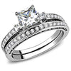 WildKlass Stainless Steel Ring High Polished Women AAA Grade CZ Clear-WildKlass Jewelry