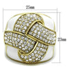 WildKlass Stainless Steel Ring IP Gold Women Top Grade Crystal Clear-WildKlass Jewelry