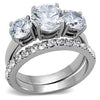 WildKlass Stainless Steel Ring High Polished Women AAA Grade CZ Clear-WildKlass Jewelry