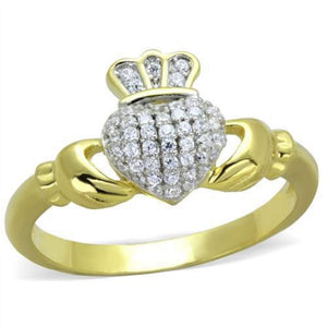 WildKlass 925 Sterling Silver Ring Gold+Rhodium Women AAA Grade CZ Clear-WildKlass Jewelry
