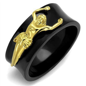 WildKlass Stainless Steel Ring IP Gold+ IP Black Men-WildKlass Jewelry