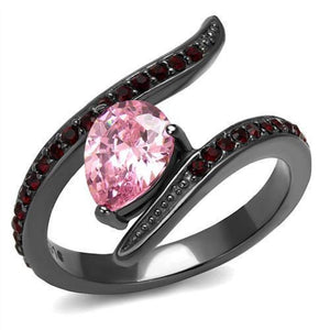 WildKlass Stainless Steel Ring IP Light Black (IP Gun) Women AAA Grade CZ Rose-WildKlass Jewelry