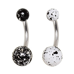 316L Stainless Steel WildKlass Navel Ring with UV Acrylic Paint Splatter Balls-WildKlass Jewelry