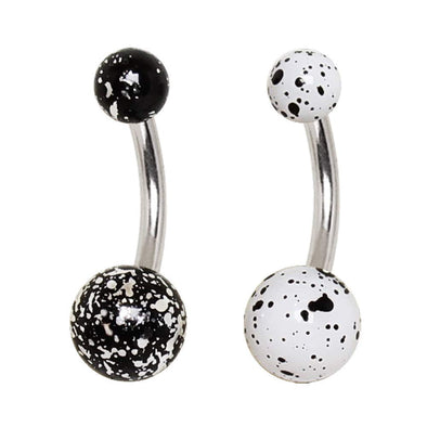 316L Stainless Steel WildKlass Navel Ring with UV Acrylic Paint Splatter Balls-WildKlass Jewelry