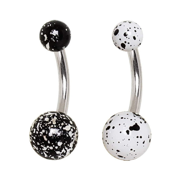 316L Stainless Steel WildKlass Navel Ring with UV Acrylic Paint Splatter Balls-WildKlass Jewelry