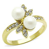 WildKlass Stainless Steel Anniversary Ring IP Gold Women Synthetic White-WildKlass Jewelry