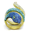 WildKlass Stainless Steel Ring IP Gold Women Top Grade Crystal Multi Color-WildKlass Jewelry