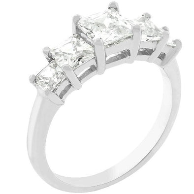 WildKlass 5-Stone Anniversary Ring in Rhodium Plated-WildKlass Jewelry
