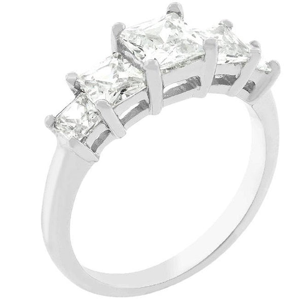 WildKlass 5-Stone Anniversary Ring in Rhodium Plated-WildKlass Jewelry