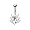 Marquise CZ Peacock 316L Surgical Steel WildKlass Belly Button Navel Rings-WildKlass Jewelry