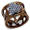 WildKlass Stainless Steel Ring IP Coffee Light Women Top Grade Crystal Aquamarine-WildKlass Jewelry