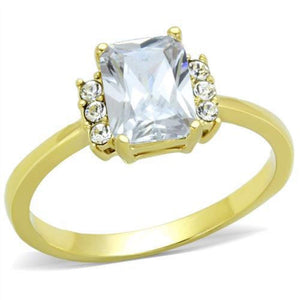 WildKlass Stainless Steel Ring IP Gold Women AAA Grade CZ Clear-WildKlass Jewelry