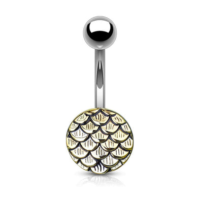 Casted Steel Fish Scale 316L Surgical Steel WildKlass Belly Button Navel Rings-WildKlass Jewelry