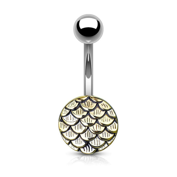 Casted Steel Fish Scale 316L Surgical Steel WildKlass Belly Button Navel Rings-WildKlass Jewelry