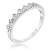 WildKlass .14Ct Rhodium Plated CZ Mini Crown Stackable Band-WildKlass Jewelry