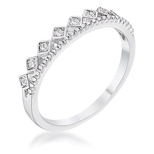WildKlass .14Ct Rhodium Plated CZ Mini Crown Stackable Band-WildKlass Jewelry