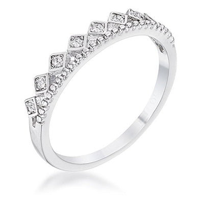 WildKlass .14Ct Rhodium Plated CZ Mini Crown Stackable Band-WildKlass Jewelry