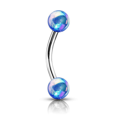 Metallic AB Coating Balls Over 316L Surgical Steel WildKlass Curved Barbells for Eyebrow, Daith and More-WildKlass Jewelry