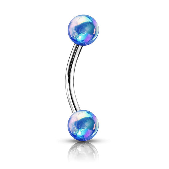Metallic AB Coating Balls Over 316L Surgical Steel WildKlass Curved Barbells for Eyebrow, Daith and More-WildKlass Jewelry