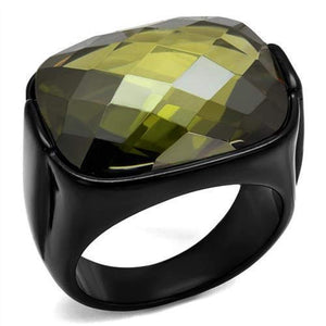 WildKlass Stainless Steel Ring IP Men AAA Grade CZ Olivine Color-WildKlass Jewelry