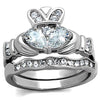 WildKlass Stainless Steel Ring High Polished (no Plating) Women AAA Grade CZ Clear-WildKlass Jewelry