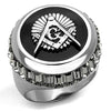 WildKlass Stainless Steel Ring High Polished Men Top Grade Crystal Jet-WildKlass Jewelry
