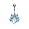 Marquise CZ Peacock 316L Surgical Steel WildKlass Belly Button Navel Rings-WildKlass Jewelry