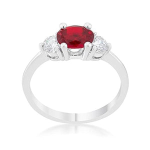 WildKlass 1.2ct Garnet CZ Rhodium Plated Classic Oval Ring-WildKlass Jewelry