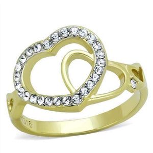 WildKlass Stainless Steel Ring Two-Tone IP Gold Women Top Grade Crystal Clear-WildKlass Jewelry