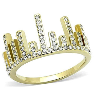 WildKlass Stainless Steel Ring IP Gold Women Top Grade Crystal Clear-WildKlass Jewelry