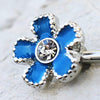 316L Stainless Steel Jeweled Teal Blue Flower WildKlass Nipple Bar-WildKlass Jewelry