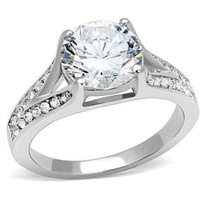 WildKlass Stainless Steel Ring High Polished Women AAA Grade CZ Clear-WildKlass Jewelry