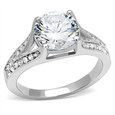WildKlass Stainless Steel Ring High Polished Women AAA Grade CZ Clear-WildKlass Jewelry