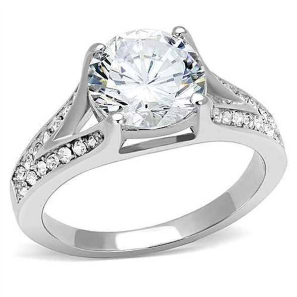WildKlass Stainless Steel Ring High Polished Women AAA Grade CZ Clear-WildKlass Jewelry