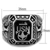 WildKlass Navy Stainless Steel Ring High Polished Men Epoxy Jet-WildKlass Jewelry