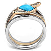 WildKlass Stainless Steel Ring Two-Tone IP Rose Gold Women Synthetic Sea Blue-WildKlass Jewelry