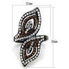 WildKlass Stainless Steel Ring IP Black Women Top Grade Crystal Smoked Quartz-WildKlass Jewelry