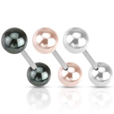 Imitation Pearl Coated WildKlass Ball 316L Surgical Steel WildKlass Barbell (Sold by Piece)-WildKlass Jewelry