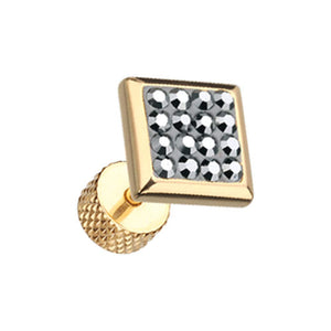 Golden Square Multi-Sprinkle Dot Multi Gem Steel Fake WildKlass Plug-WildKlass Jewelry