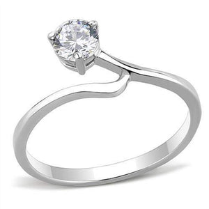 WildKlass Stainless Steel Ring High Polished Women AAA Grade CZ Clear-WildKlass Jewelry