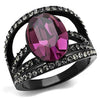 WildKlass Stainless Steel Ring IP Women Top Grade Crystal Amethyst-WildKlass Jewelry