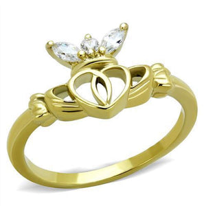 WildKlass Stainless Steel Ring IP Gold Women AAA Grade CZ Clear-WildKlass Jewelry