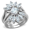 WildKlass Stainless Steel Ring High Polished (no Plating) Women Grade Six CZ Clear-WildKlass Jewelry