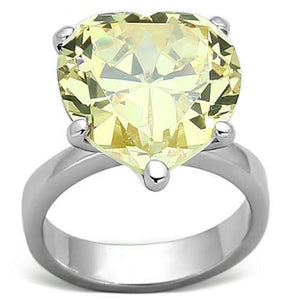 WildKlass 925 Sterling Silver Heart Ring Rhodium Women AAA Grade CZ Citrine Yellow-WildKlass Jewelry