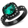 WildKlass Stainless Steel Ring IP Black Women Synthetic Blue Zircon-WildKlass Jewelry