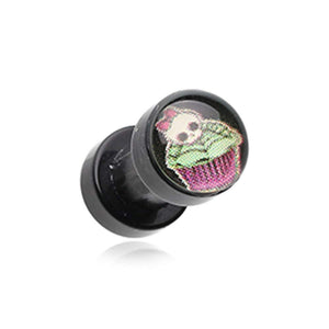 Skullicious Cupcake Acrylic Screw-Fit Ear Gauge WildKlass Plug-WildKlass Jewelry
