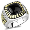 WildKlass Stainless Steel Ring Two-Tone IP Gold Men Synthetic Jet-WildKlass Jewelry