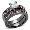 WildKlass Stainless Steel Ring IP Light Black (IP Gun) Women AAA Grade CZ Clear-WildKlass Jewelry