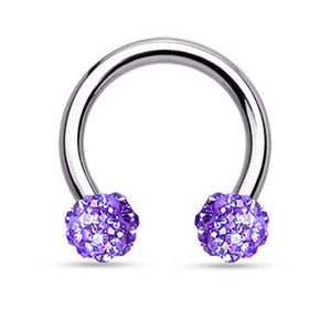 Crystal Paved Ferido Balls 316L Surgical Steel WildKlass Circular Barbell Horseshoe-WildKlass Jewelry